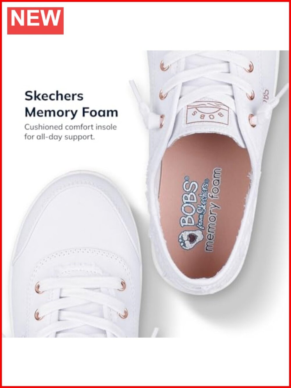 Bobs B Cute Sneaker Memory Foam Slip On Vegan Canvas Walking Shoe - Picture 3 of 6